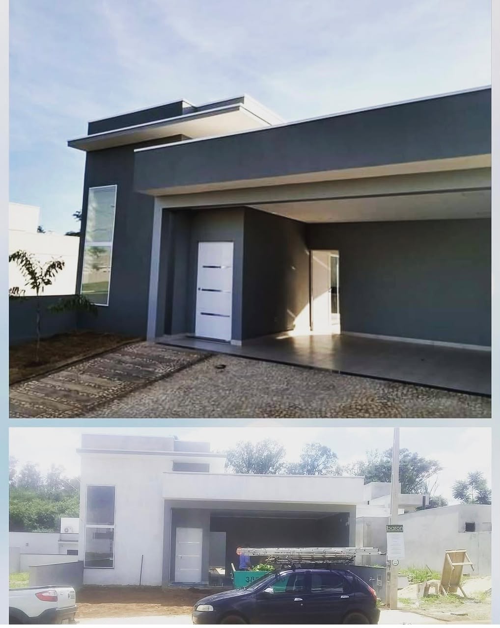 Fachada residencial em tons de cinza
