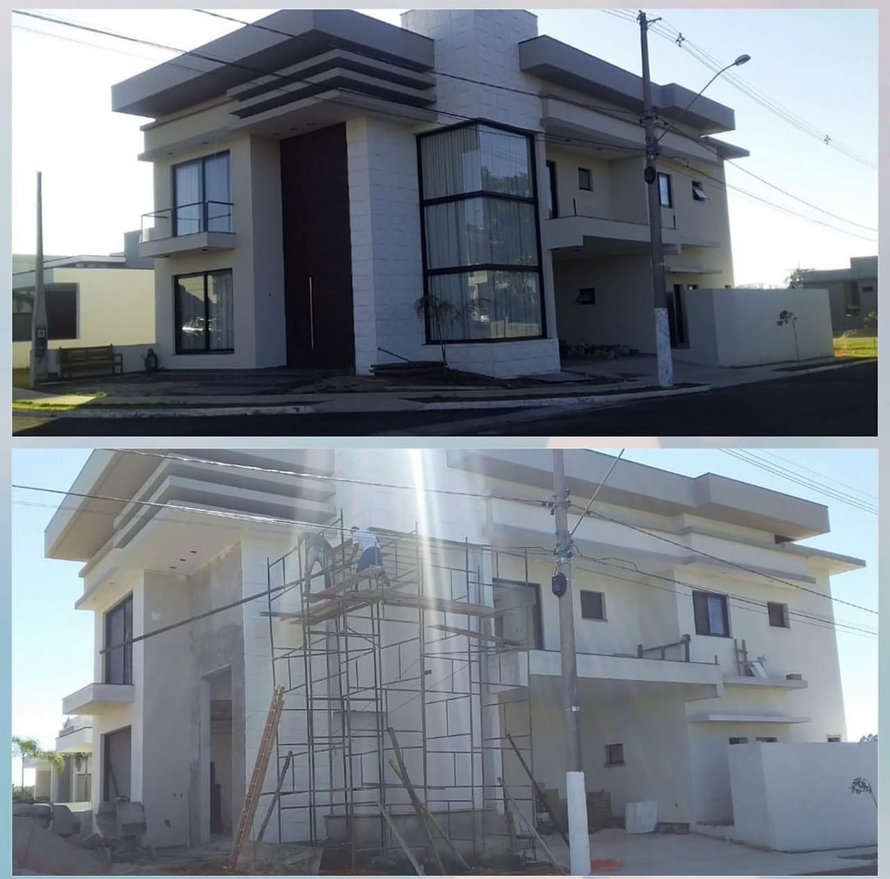 Fachada residencial e etapa de preparação