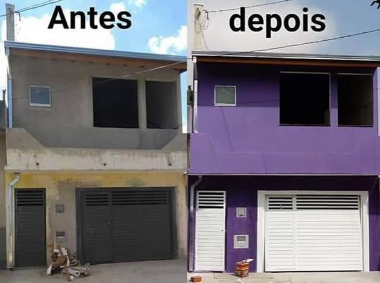 Antes e depois de fachada residencial