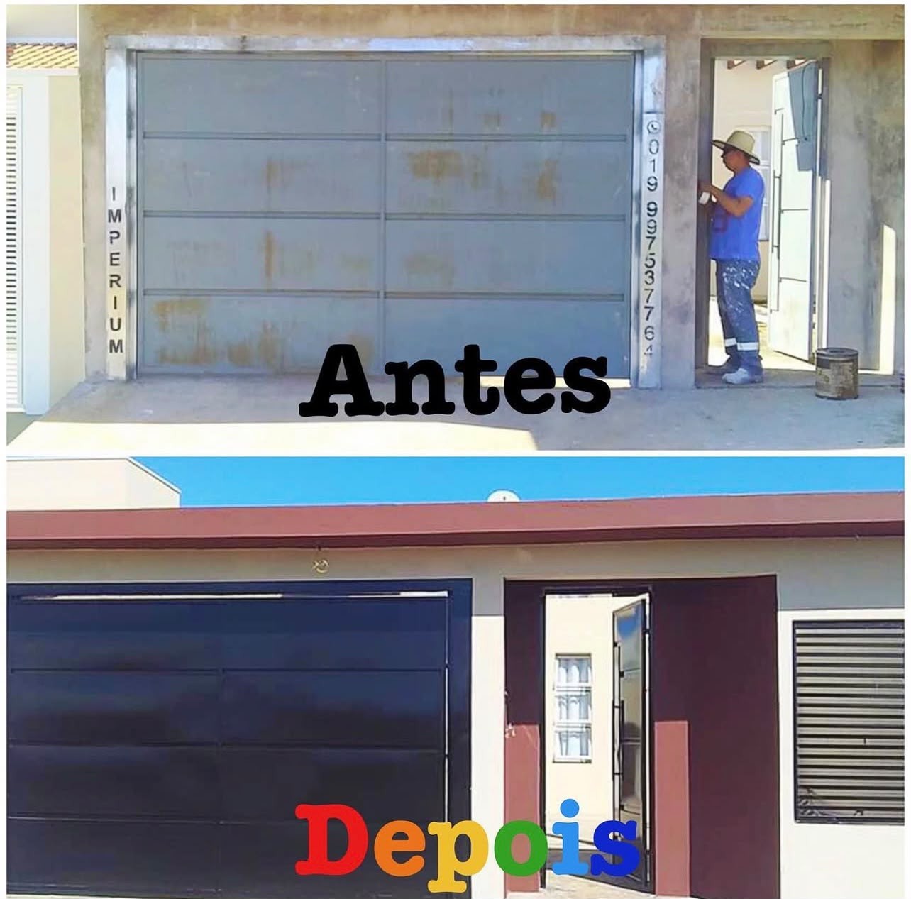 Antes e depois de pintura de fachada